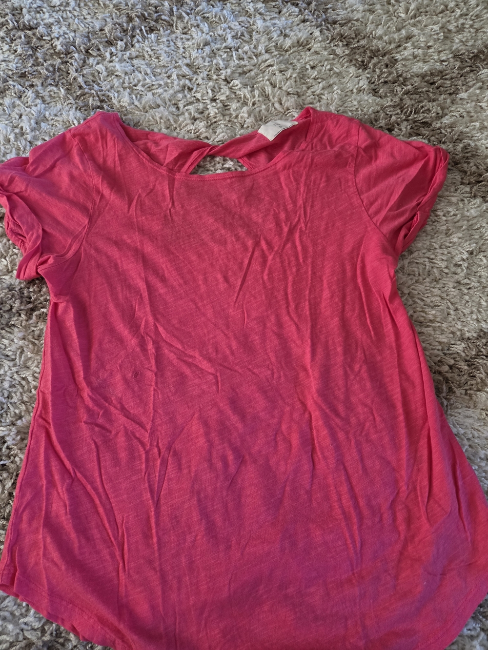 Women’s Pink Short Sleeve Tee with Twist Keyhole Back